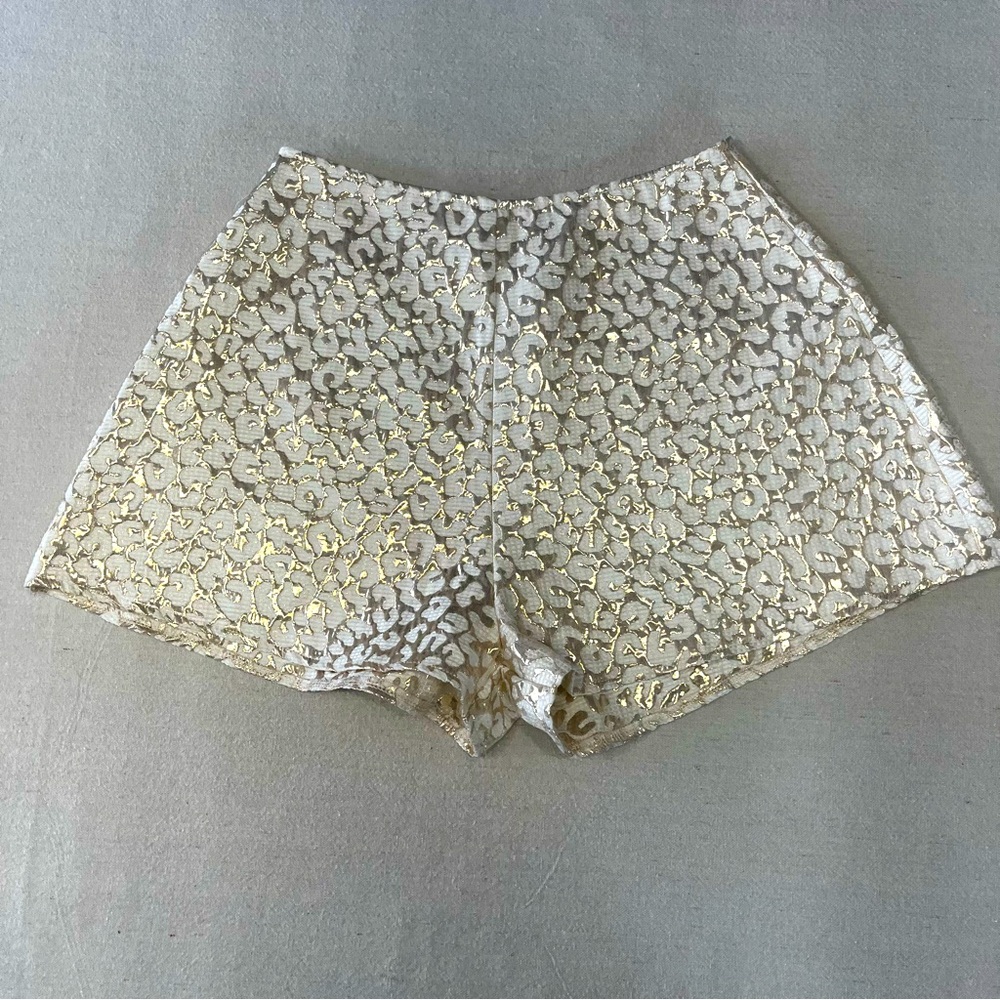 Pretty Little Thing -  Gold & Cream Women's Zippered Shorts.  Size 4